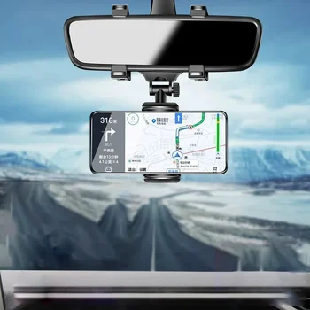 360° Огледало за кола Телескопичен държач за смарт телефон Стойка за поддръжка на мобилен телефон Стойка за кола GPS Регулируем мобилен телефон за държач за iPhone 13