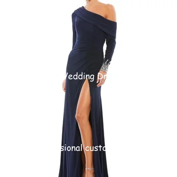 Пандора креп русалка Апликации с едно рамо Абитуриентска рокля Парти с дължина до пода Официален повод Подходящи рокли по заявка 2023