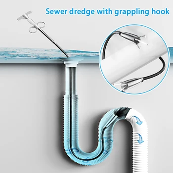  Екстрактор за драгиране на канализационни тръби Гъвкав Grabber Claw Reacher Tool Drain Clog Remover Почистващ инструмент за канализационна мивка Тоалетна B88