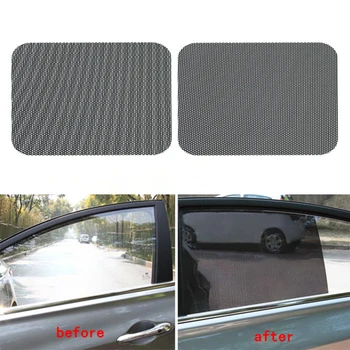 2Pcs 42x38cm DIY стикери за кола Сенници Слънцезащита Window Cover Черен PVC сенник Страничен щит на прозореца с малки дупки