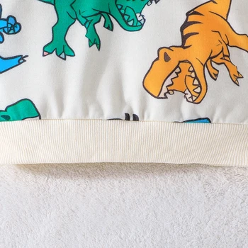 Бебе момчета панталони комплект динозавър печат дълъг ръкав екипажа врата суитчър с ластик талия Sweatpants бебешки дрехи