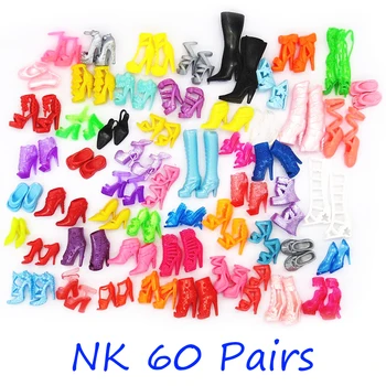 NK 60 чифта или 100 чифта обувки за кукли модни сандали сладък колоритен асорти високи токчета за кукла Барби аксесоари бебе играчка JJ