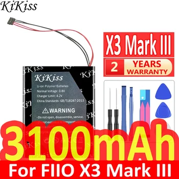 3100mAh KiKiss Мощна батерия за FIIO X3 Mark III плейър високоговорители цифрови батерии