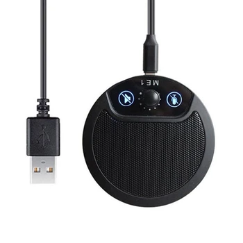  USB конферентен микрофон, PC Mic 360 ° Omnidirectional Pickup Stereo Plug&Play за предаване на живо, среща, игри, Skype и др