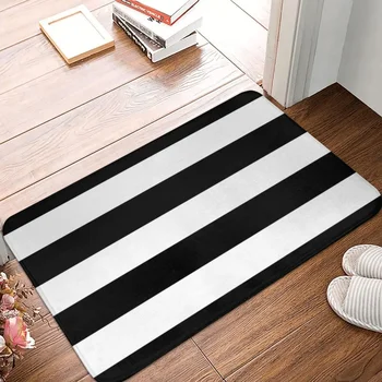 Голям черно-бял Cabana ивица изтривалка килим килим мат подложка за крака полиестер против хлъзгане трайни предната стая коридор кухня