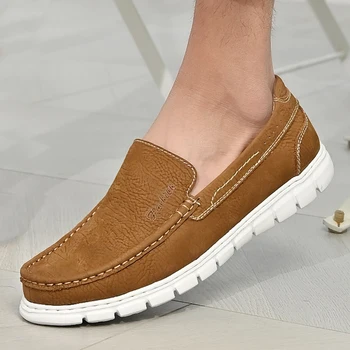 Мъжки обувки laofers Удобни маратонки приплъзване на мода Обувки естествена кожа Маратонки Мода Ежедневни обувки Мъжки апартаменти