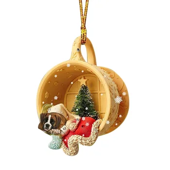 висулка акрилна висулка Коледно куче спи за подаръци за коледно дърво Дипломиране в гнездото Новогодишен рожден ден