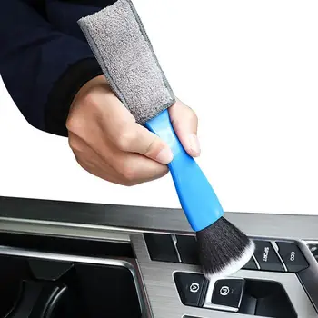 Четка за почистване на автомобилни детайли за изход за въздух Миещи се двуглави детайлни четки за почистване на автомобили Климатизиран изход за въздух