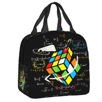 Математика Рубик Рубикс играч куб математика любовници преносим обяд кутия жени многофункционален охладител термична храна изолирани обяд чанта