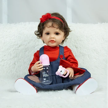 22 инча 55 CM силиконово тяло Fidget играчки Преродени бебешки кукли Реалистични новородено бебе кукла деца за подарък за Деня на детето