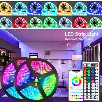 LED лента за декорация на стая LED 1-5m 10m 15m 20m 30m TV подсветка Bluetooth RGB 5050 Led лента неонови светлини DC5v LED лента светлина