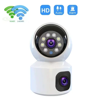 2MP 1080P V380pro APP Връзка с двоен обектив 4G / WIFI 2.4G &5G PTZ IP куполна камера AI хуманоидна домашна сигурност CCTV бебешки монитор