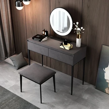 Жена чар тоалетка огледало стол светлина грим мода тоалетка луксозен скандинавски tocador maquillaje мебели грим