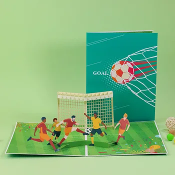 3D Pop Up Футбол Благодарствени картички с плик Brithday Подаръци Карта Празни пощенски картички Оставете най-добри пожелания на баща приятел