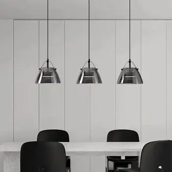 италиански минималистичен черен стъклен полилей модерен луксозен изцяло меден ресторант хол спалня декорация LED висулка лампа