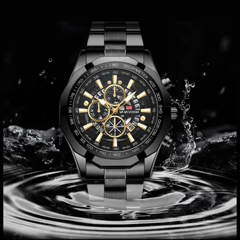 Водоустойчиви бизнес спортни часовници за мъже Топ луксозни неръждаема стомана светещи дата мъжки кварцови ръчни часовници Relogios Masculino