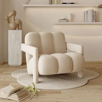 Нов скандинавски удобен фотьойл кадифе мързелив стол висока плътност гъба шезлонги