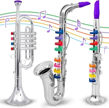 Кларинет за играчки, духови и духови музикални инструменти за малки деца, детски кларинет с 8 цветни кодирани клавиша за преподаване на песни
