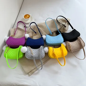 Felt рамо чанта за жени жените Subaxillary чанта дизайн напреднали текстура подмишница чанта чанта мода кожа топка декорация чанта