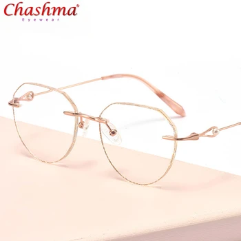 Ретро титанов мода женски очила реколта кръг диамант почиства рамки за очила без рамки жени слънчеви очила оттенък лещи