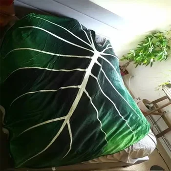 Творчески зелен лист вена форма одеяло фланела одеяло отдих климатик одеяло смешно рожден ден подарък преносим одеяло