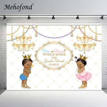 Mehofond Пол разкрива парти фон злато полилей перла принц или принцеса новородено фотография фон фото студио декор