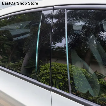 Car B C Strip Door Window Средна колона Trim Черен защитен PC капак за Mitsubishi Outlander ASX RVR Eclipse Cross Lancer